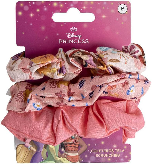 Lot de trois chouchous Disney Princess multicolores avec motifs Raiponce, Tiana et Vaiana