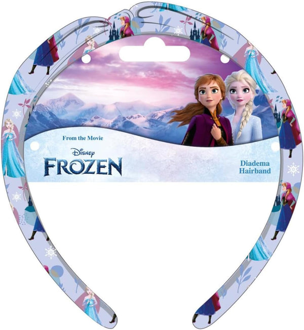 Serre-tête bleu ciel La Reine des Neiges avec motif Elsa et Anna pour fille