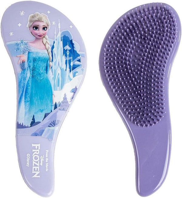 Brosse à cheveux rectangulaire enfant décorée avec Elsa et Anna La Reine des Neiges
