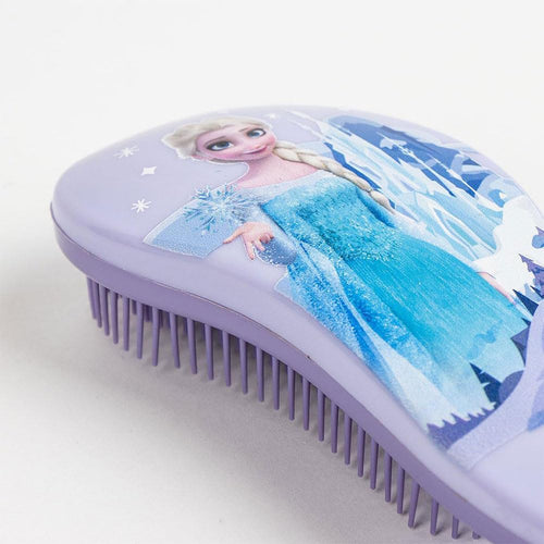 Dos de la brosse La Reine des Neiges montrant le motif coloré d’Elsa et Anna