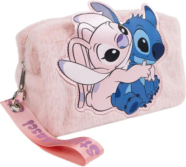 Trousse de toilette Stitch Disney multicolore posée de face avec fermeture zippée