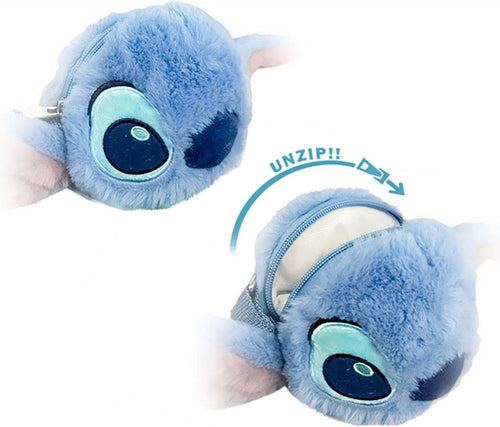 Sac peluche Stitch posé sur une surface claire prêt pour une sortie enfant