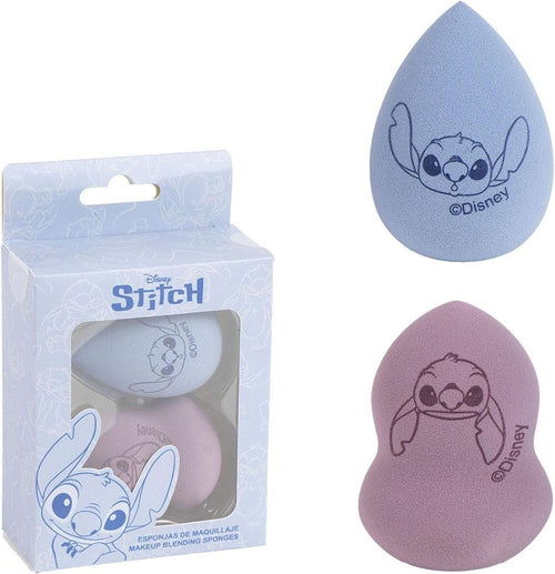 Éponge de maquillage Stitch Disney bleue posée de face sur fond neutre
