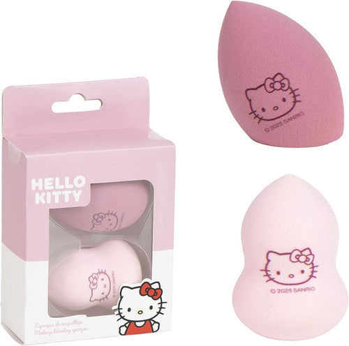 Éponge de maquillage Hello Kitty rose avec motif du personnage sur fond blanc