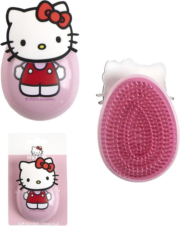 Brosse démêlante Hello Kitty avec manche ergonomique et décor kawaii vue de face