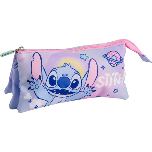 Trousse scolaire Stitch à trois compartiments avec motif Stitch sur l’avant