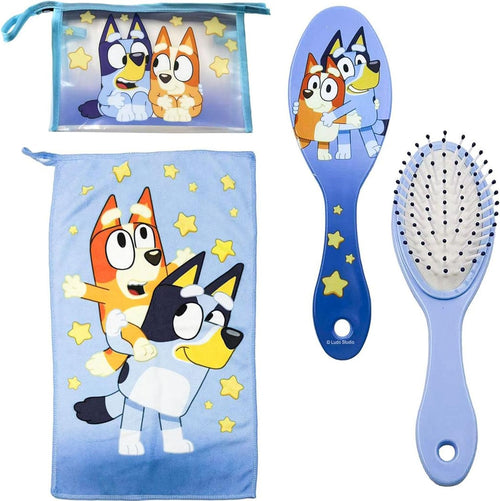 Trousse de toilette Bluey bleue avec peigne et serviette à séchage rapide pour enfant
