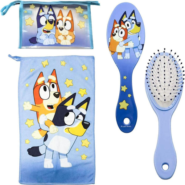 Trousse de toilette Bluey bleue avec peigne et serviette à séchage rapide pour enfant