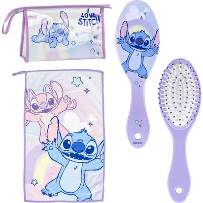 Trousse de toilette Stitch bleue transparente avec fermeture éclair