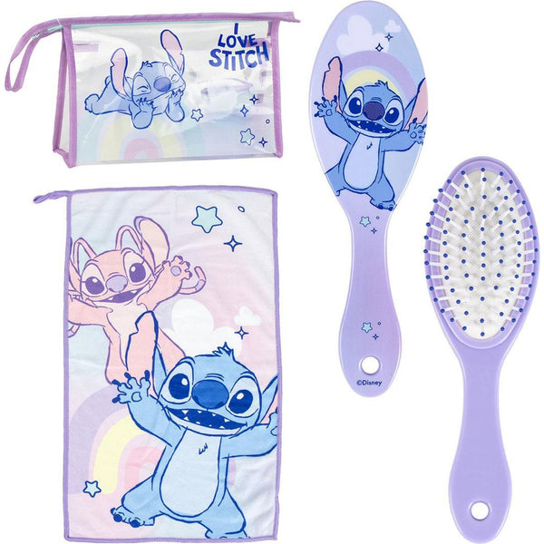Trousse de toilette Stitch transparente avec peigne et serviette – Bleu