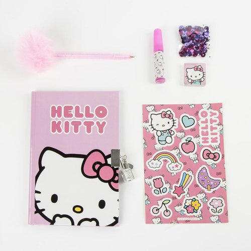 Détail du stylo fuzzy doux et des autocollants Hello Kitty pour personnaliser