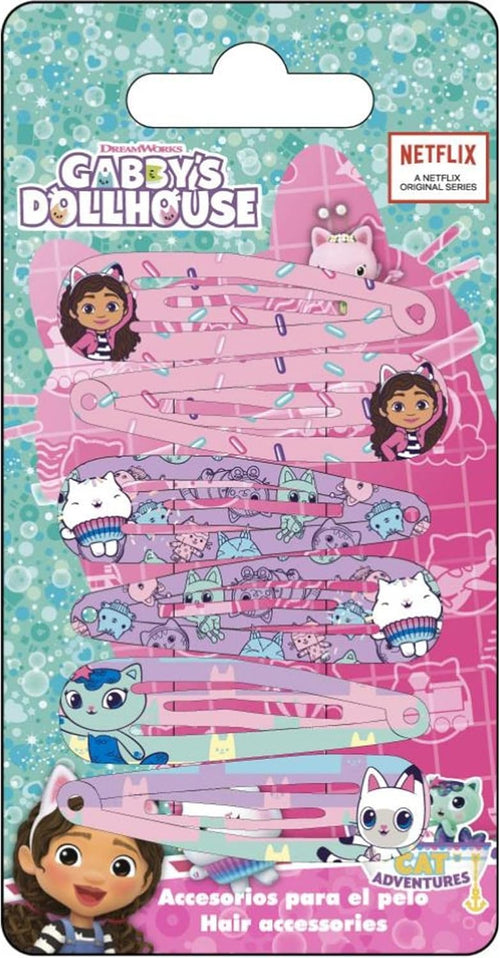 Lot de 6 pinces à cheveux en métal Gabby's Dollhouse aux couleurs pastel et pailletées