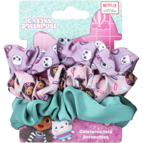 Lot de trois chouchous Gabby's Dollhouse en tissu pastel avec motifs Gabby