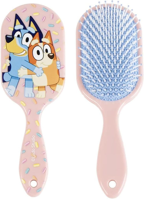 Brosse à cheveux rectangulaire Bluey rosé avec manche ergonomique pour enfant