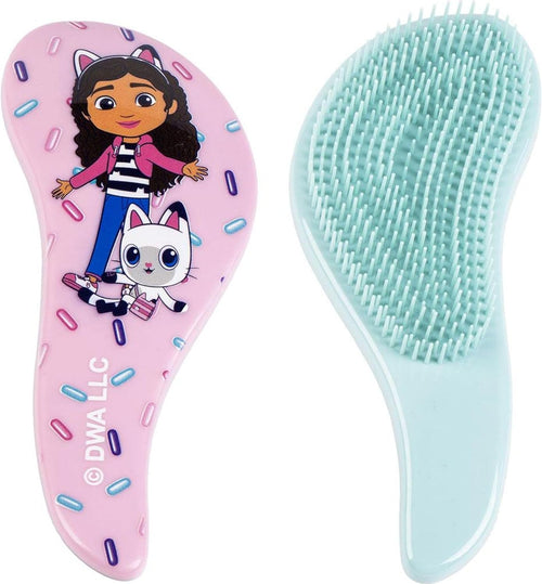 Brosse démêlante rose pastel Gabby's Dollhouse avec poignée incurvée pour enfant