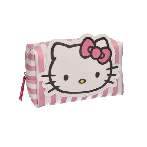 Trousse de toilette de voyage Hello Kitty rose en plastique, motif face avant