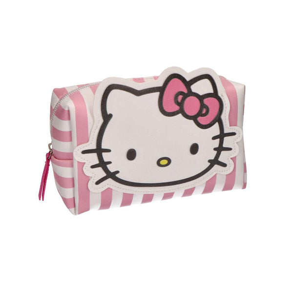 Trousse de toilette de voyage Hello Kitty rose en plastique, motif face avant