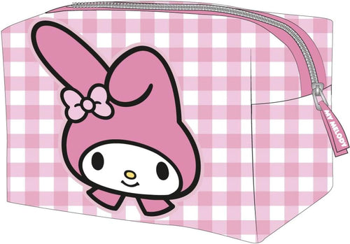 Trousse de toilette Hello Kitty et My Melody kawaii rose avec compartiment principal zippé