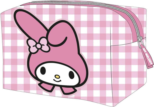 Trousse de toilette Hello Kitty et My Melody kawaii rose avec compartiment principal zippé