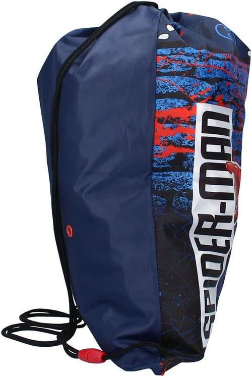 Vue du sac à cordon Spider-Man avec bretelles réglables pour enfant