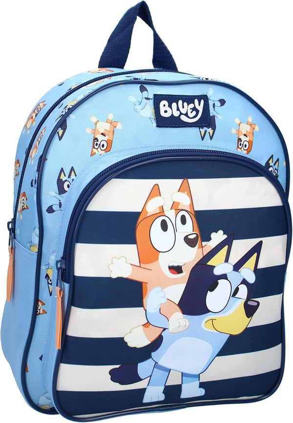 Sac à dos enfant Bluey et Bingo Jump Into Fun bleu avec deux compartiments zippés