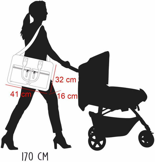 Vue de profil du sac à langer Mickey montrant la profondeur et la forme du sac