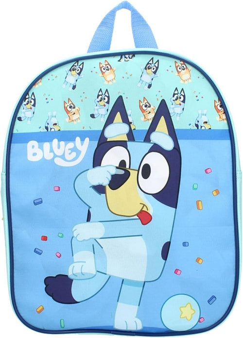 Zoom sur la poignée supérieure et la finition robuste du sac à dos Bluey
