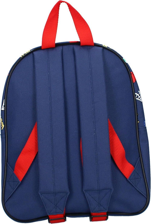 Détail des deux compartiments zippés du sac à dos Spidey Web-Out bleu
