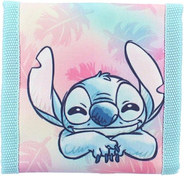 Portefeuille enfant Stitch Wild Energy bleu fermé avec motif coloré sur le devant