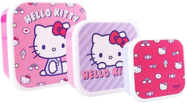 Set de trois boîtes à goûter Hello Kitty Fresh roses de tailles différentes fermées