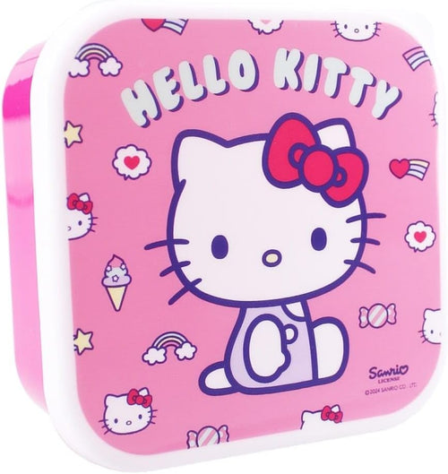 Gros plan sur le couvercle rose avec illustration détaillée de Hello Kitty