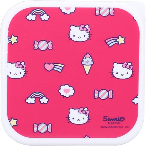 Détail du système de fermeture à clip des boîtes à goûter Hello Kitty Fresh