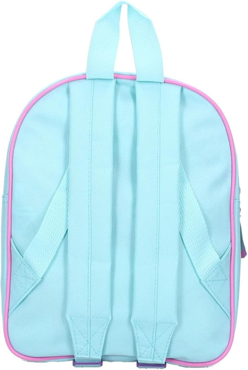 Gros plan sur l’ouverture zippée et la capacité intérieure du sac à dos Gabby's Dollhouse