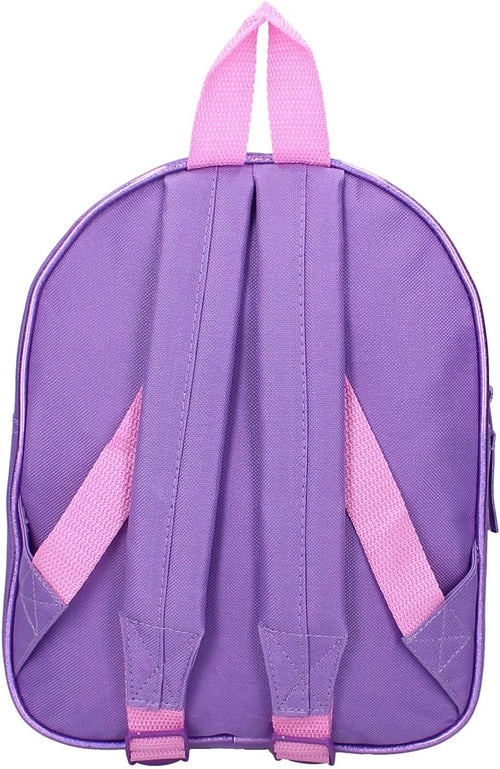 Ouverture principale zippée du sac à dos Unicorn Academy montrant l’intérieur spacieux