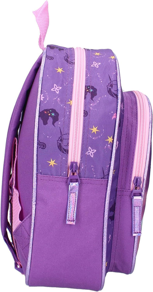 Vue de profil du sac à dos Unicorn Academy montrant l’épaisseur du compartiment