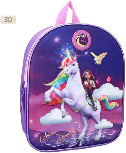 Vue de dos du sac à dos Unicorn Academy avec bretelles réglables pour enfant