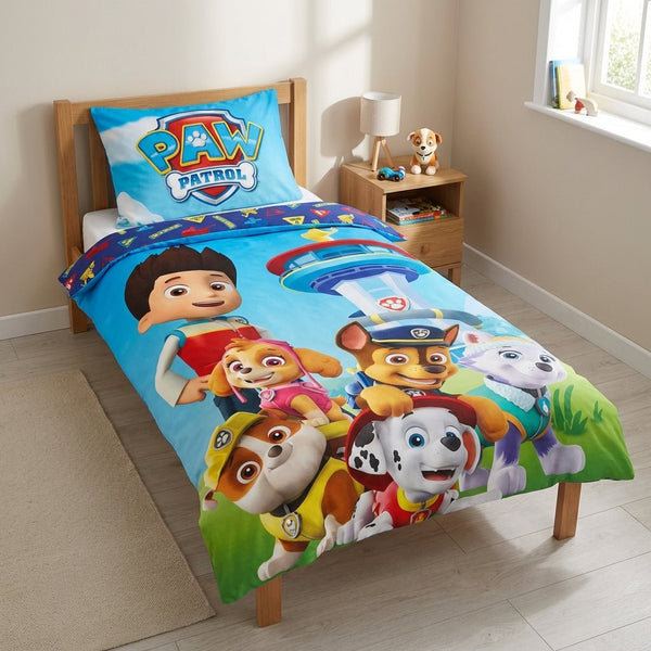 Parure de lit Pat'Patrouille réversible 140x200 + taie 63x63 cm – Microfibre