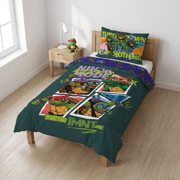 Parure de lit Tortues Ninja TMNT réversible 100x135 + taie 40x60 cm – Coton