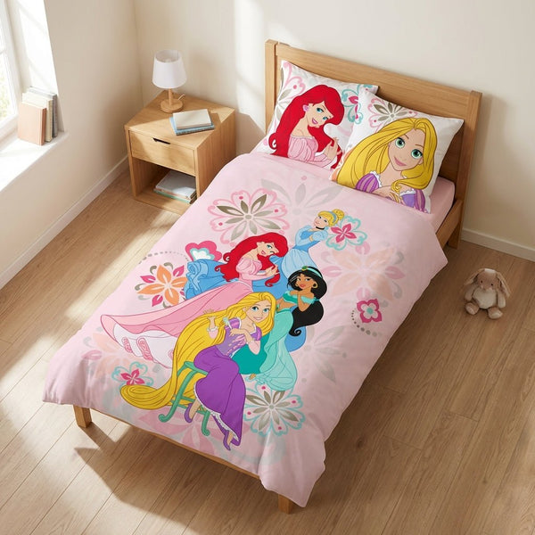Parure de lit Princesses Disney réversible 100x135 + taie 40x60 cm – Coton