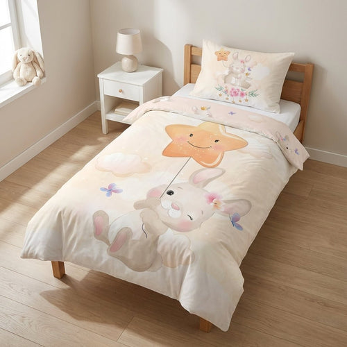 Vue de côté - Parure de lit Lapin et étoile – 100x135