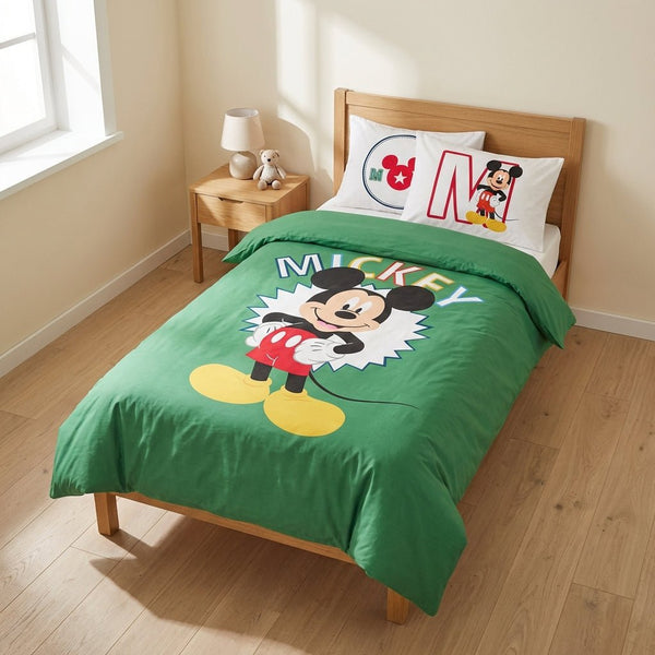 Parure de lit Mickey Mouse réversible 100x135 + taie 40x60 cm – Coton Oeko-Tex
