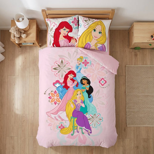 Vue de dessus - Parure Ariel, Jasmine, Raiponce, Cendrillon – 140x200