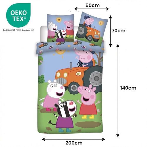 Taille parure de lit Peppa Pig Ferme et Tracteur
