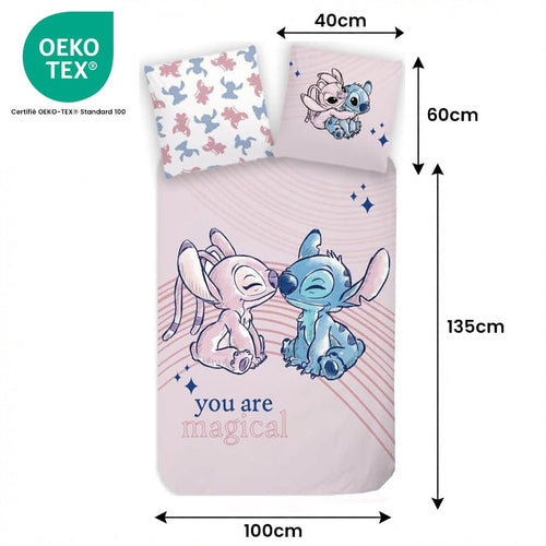Taille de la parure de lit Parure de lit Stitch & Angel – 100x135