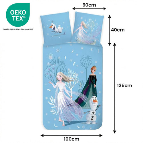 Vue de dessus - Parure de lit Elsa, Anna, Olaf – 100x135