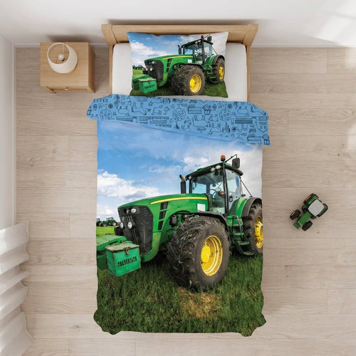 Vue de dessus - Parure de lit avec tracteur - 100x135