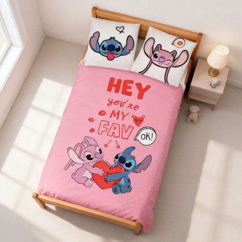 Vue de côté - Parure de lit Stitch & Angel - 100X135