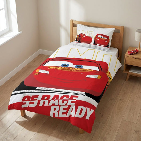 Parure de lit Disney Cars McQueen Race Ready réversible 100x135 + taie 40x60 cm – Coton