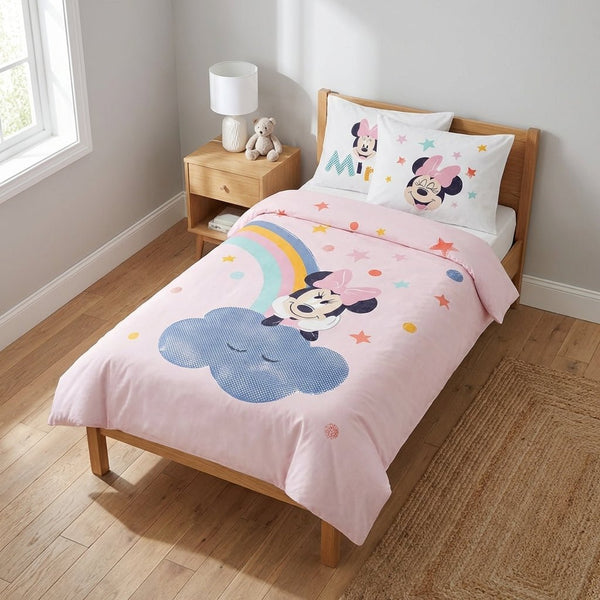 Parure de lit Minnie Mouse Arc-en-ciel 100x135 + taie 40x60 cm – Coton