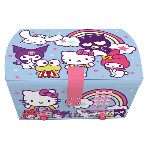Boîte à bijoux Hello Kitty lilas avec serrure à code sur le devant